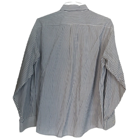 Perry Ellis Portfolio Men’s Blue and White Striped Button Down Dress Shirt Large - Picture 6 of 8